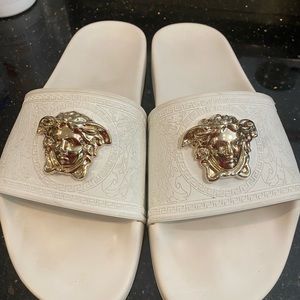 Versace Baroque Medusa slides/sandals in white